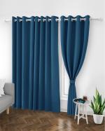 TopDrapes Room Darkening Blackout Window Solid Curtain with Tie Back 5 feet 1 Pcs ( Blue Colour )