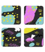 Whats Your Kick Vector Pattern Abstract Painting Brush Art Design Pattern Design Printed Set of 4 Coaster With Metal Stand