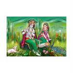 SHASWAT ART Beautiful radhe Krishna with Abstract Background Painting Sparkle Coated Self Adhesive Wallpaper Without Frame Digital Reprint 24 inch x 36 inch Painting