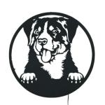 TAKSHVI Arts Metal Cute Dog in Frame Circle with LED, Decoration, Gift, Home, Decor, Main Door Entrance & Hall Size (16 * 16)