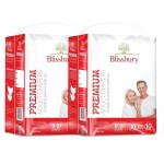 Blissbury Premium Adult Diapers (XL, 54-62 Inch) - (2 x 10 Diapers) - Unisex Tape Type - Advanced Leakage Protection, Super Absorbent Gel, Soft Cotton Feel - 8-10 Hours Protection