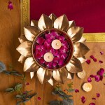 DELIGHT DÉCOR Kamal Diya handicrafted bowl for diwali decoration (golden color) Leaf shape