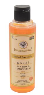 Khadi Natural Tea Tree & Lemongrass Face Wash 210ml - Refreshing Cleanser for Clear and Energized Skin