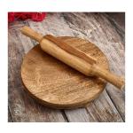 MS EXPORTS Handcrafted Wooden Pure Mango Wood Chakla Belan Set, 12 Inch Rolling Pin with 9 Inch Rolling Board, Handmade Roti/Chapati Maker, Roti Roller Pin Combo for Home & Kitchen