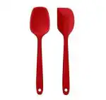 Ramkuwar Set of 2 Large Spatula and Large Spoon Spatula Set Non Stick Silicone Kitchen Tool for Cooking and Baking (Red)