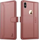 AIBEX Flip Cover for Apple iPhone XS Max |Vegan |PU Leather |Foldable Stand & Pocket |Magnetic Closure (Brown, Dual Protection, Pack of: 1)