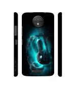 Casotec Cool Headphone Design 3D Printed Hard Back Case Cover for Motorola Moto C Plus