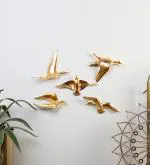 Amaya Decors Aluminium Gold Bird Wall Decor Set of 5