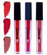 bq BLAQUE Matte Liquid Lip Gloss Combo of 3 Lipstick # 101-109-113 (12 ml, Orangish Red, Dark Pinkish Red, Brown)