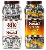 Swad Digestive Candy And Swad Orange Flavour Toffee | Ayurvedic | Authentic Swad Khatti Mithi Toffee | Reuseable Jar | 200 Toffee x 2