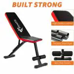 FirstFit Multipurpose Weight Bench | 3 in 1 Adjustable Incline, Decline and Flat Bench for Weight Strength Training, Sit Up | Gym Bench for Home, Gym (Red,Black) - Max Weight Capacity: Upto 500 kgs