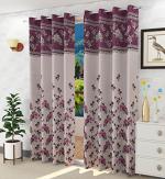 Onesto Jute Pink Lilly Curtains (Pack Of 2)