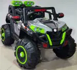 Wishmaster Silver, Green Fiber Electric Rideons Car 4X4 Off-Road Jeep Ride On