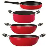 Nirlon Red Aluminium Non-Stick Cookware Set of 4 Pcs (FP20-KD24-KD26-CAS22)