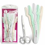 Majestique 5 Pieces Foldable Reusable Facial Hair Razor with 1 Piece Stainless Steel Sharp Edge Scissor for men and women (Pack of 6)