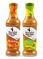 Nando's Peri Peri Chilli Sauce - Medium 250g + Lemon & Herb 250g, Pack of 1 Each, Product of Netherlands