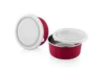 SEGOVIA Microwave Safe Stainless Steel airtight Lid Food Storage Containers,Lunch Box - 400 ml Steel Utility Container (Pack of 2, Red, Silver)