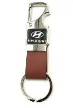 JDP Brown Leather, Metal Hyundai Car Opener Keychain