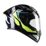 TVS Racing Titan Series Full Face Helmet for Men | Premium Bike Helmets with ABS Shell, UV Paint | Quick Release System | Aerodynamic Design | DOT & ISI Certified (Blue & Yellow/XL)