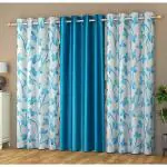 GOYTEX Premium Polyester Door Curtains 7 feet Long Set of 3 (Aqua Blue, 4 feet x 7 feet)