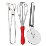 Oc9 Stainless Steel Pakkad & Egg Whisk & Pizza Cutter for Kitchen Tool Set