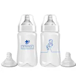 Dr Barnard Anti-Colic Baby Feeding Bottles | Pack of 2 Bottles with 4 Teats | Advanced Anti-Colic Mechanism | BPA Free (Wide Neck, 250 ml)