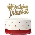 Zyozique Happy Birthday Cake Topper for Princess Birthday Zyoziques,Gold Glitter