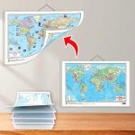 GO WOO SMALL - 100 ASIA POLITICAL OUTLINE MAP FOR SCHOOL and 2 IN 1 WORLD POLITICAL AND PHYSICAL MAP IN ENGLISH | Set of 1 map and 1 chart