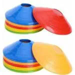 LAYAN Disc Plastic Space Marker Agility Soccer Cones for Training, Football, Kids, Sports, Field Cone Markers (Multicolor, 10 Cones Set)
