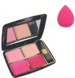 Buy Tya Steel Paris 4 In 1 Amazing Blusher Palette And Makeup Blender Sponge Puff (Set Of 2)