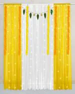 SPECIALYOU.IN Backdrop Cloth for Decoration Items includes White Sheer Net and Yellow Curtains with Yellow &Orange Marigold, Toran and Fairy LED Light, Wedding Props Decoration - 18 Items