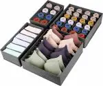 House of Quirk Set of 4 Foldable Storage Box Drawer Divider Organizer-Grey