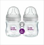 Beebaby White Ease Wide Neck Baby Feeding Bottle with Anti-Colic Teat (Pack of 2) - 150 ML