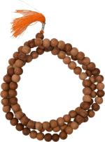 Shivoham Ellegent Brown Men and Women Wood Wooden Beads Mala with Orange Thread Chains