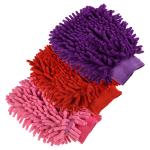 Kuber Industries Chenille Mitts|Microfiber Cleaning Gloves|Inside Waterproof Cloth Gloves|100 Gram Weighted Hand Duster|Chenille Gloves For Car|Glass|Pack of 3 (Multicolor)