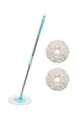 Pranay's Kleanup Prime Spin Mop-Rod Set|Wet & Dry|Cleaning Mop|Mops Pocha 2 Microfiber Refill