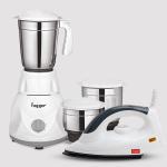 Fogger Diamond 500 W Mixer Grinder (3 Jars, White) & 1000 W Star Dry Iron (Grey)