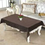 Kuber Industries Solid Design Dark Brown Satin Center Table Cover (150 x 100 cm)