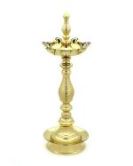 DMI's Gold Metal 7 Faced Antique Brass Samai with Kalas at Centre (12.7x12.7x40.6cm)