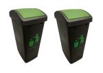 Cello Kleeno Plastic Swing Garbage Dustbin 48 Ltr Combo Pack of 2 (GREEN/GREEN)