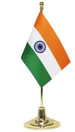 FlagSource Indian Miniature Table Flags with A Stepped Round Base For Car Dashboard, Flag for Office Table, Study Table (4