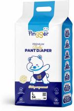 Pingger White Elastic Waistband Cotton Baby Diapers L 9 - 14 kg (54 Pieces)