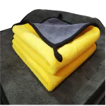 SOBBY Microfiber Cloth for Car Cleaning and Detailing - Dual Sided, Extra Thick Plush Microfiber Towel Lint-Free, 800 GSM, 40cm x 40cm (2 N - Yellow and Gray)