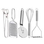 DreamBasket Pakkad & Cheese Grater & Egg Whisk & Pizza Cutter Potato Masher for Kitchen