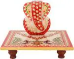 Etsibitsi Multicolor Stone Ganesh Chowki For Pooja