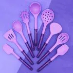 Amour Silicone Kitchen Utensils Set, (9 Piece with Holder) Silicon Cooking Kitchen Utensils Set