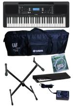 G & F Yamaha Psr-E373 Digital Touch Sensitive Portable 61-Keys Keyboard With Stand, Gig Bag, Dust Cover And Power Adapter