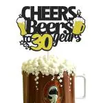 Festiko Cheers Beers To 30 Years Cake Topper 30 Birthday Cake Decorations For Men Women 30th Birthday Wedding Anniversary Beer Party Supplies