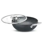 PRESTIGE DURASTONE HARD ANODISED NON-STICK COOKWARE DEEP KADAI 24cm (3 LITRE) WITH GLASS LID