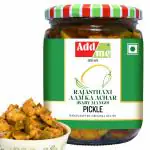 Add me Rajasthani Mango Pickle 500g Without Stone, aam ka achar Baby Mango Soft and Tangy Glass Pack